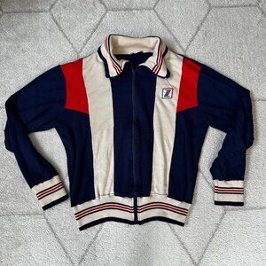 Vintage 70s Full Zip Colorblock Collared Leisure Jacket Unisex Sz Med